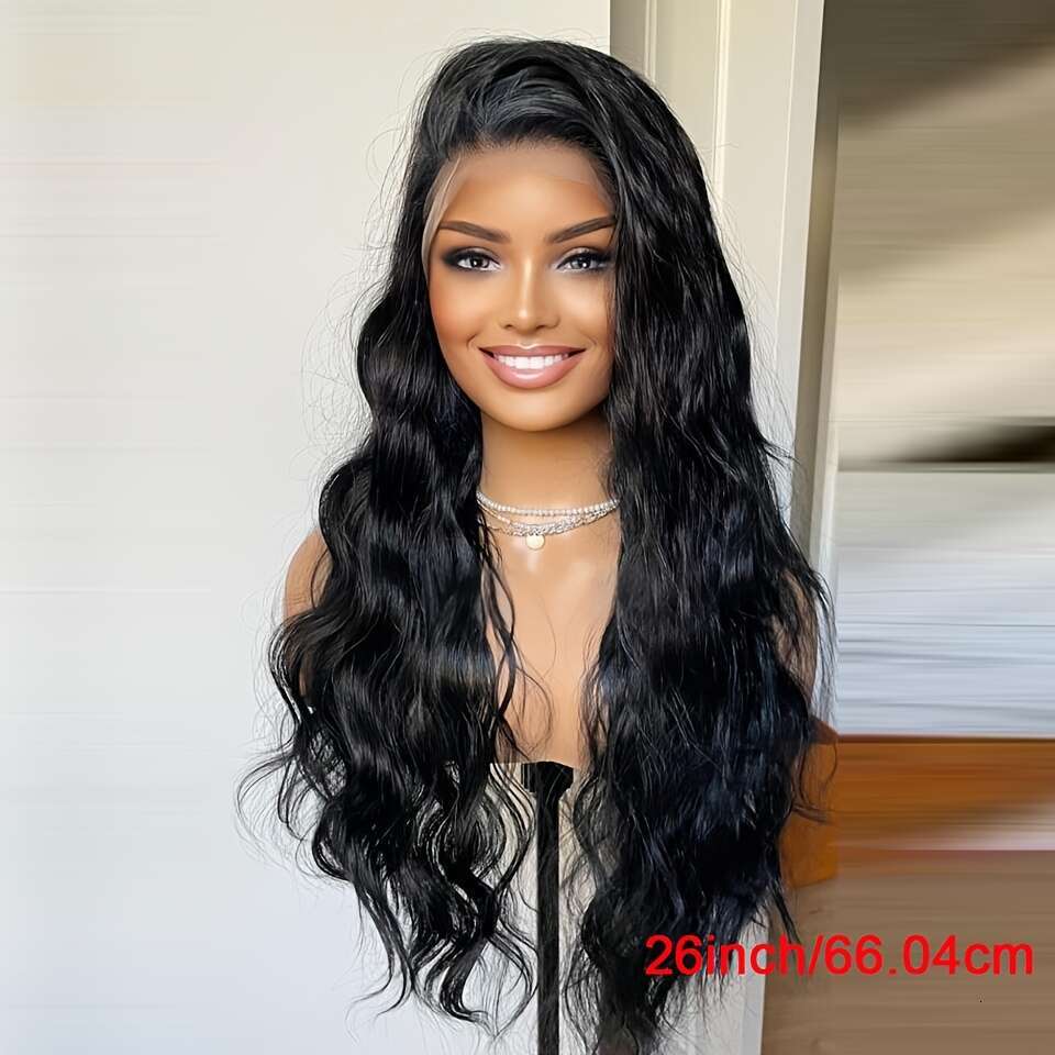 13X4 Front Women Natural Curly Hairline Synthetic Lace Wigs Pre-Plucked Wig Heat Resistant Fiber For Daily Use Deep Wave Glueless Wigs,26 Inch