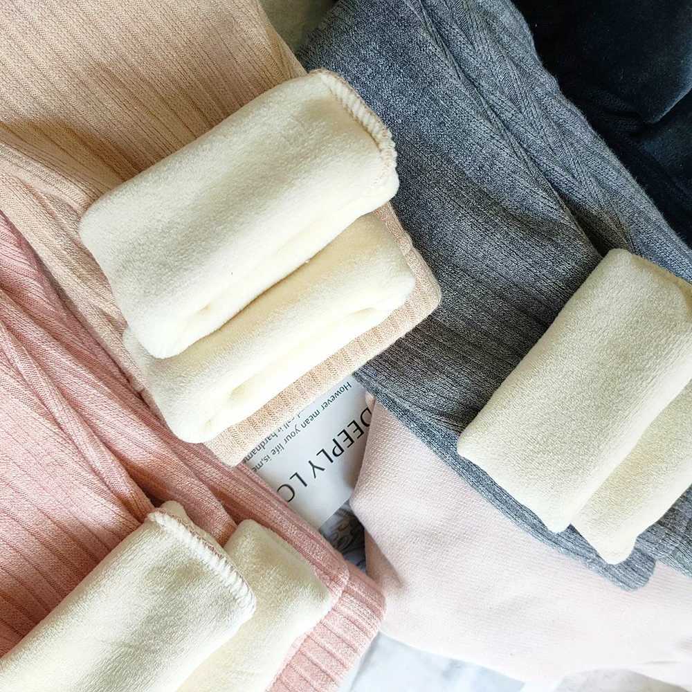 Childrens Pants Thickened Cashmere Warm Pants Versatile For Autumn And Winter Girls Pit stripe Knitted Pants Tight PantsT251027