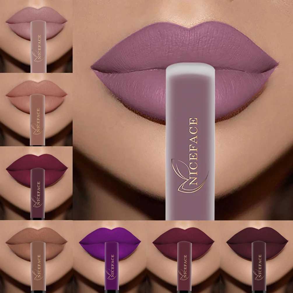 NICEFACE Nude Liquid Lipstick Ultra Matte Velvet Long Lasting Women Beauty Red Nonstick Cup Waterproof Lip Gloss Lips Cosmetics W251027