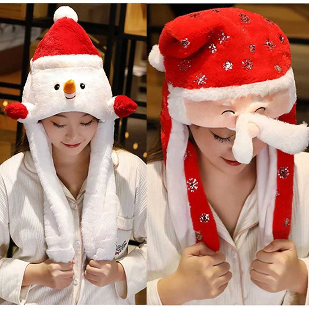 Party Supplies with Ears Will Move Santa Claus Hat with Air Bags Soft Christmas Hats Snowman Hat KidsW251027