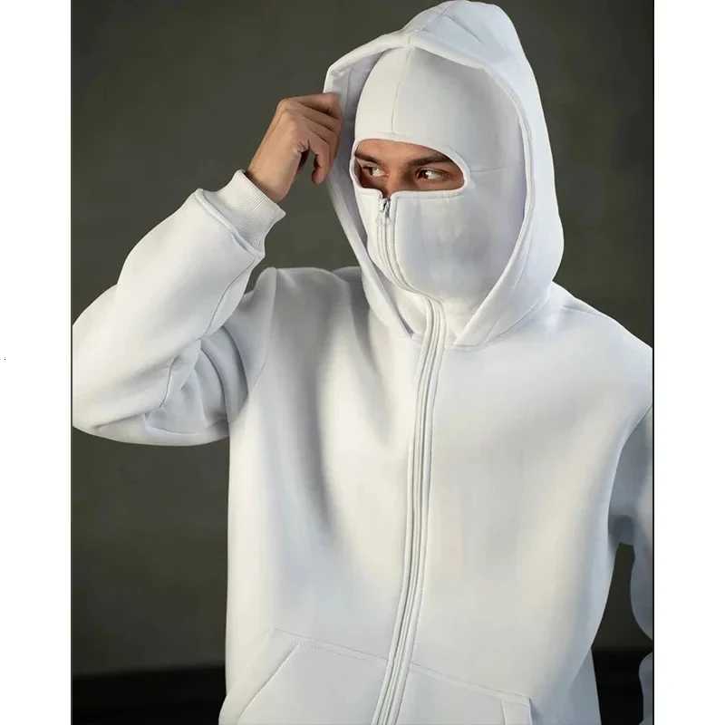 Men and women Balaclava Y2K Gothic Harajuku winter new item double hooded sweatshirt mens hooded mask zipper sportswear W251027