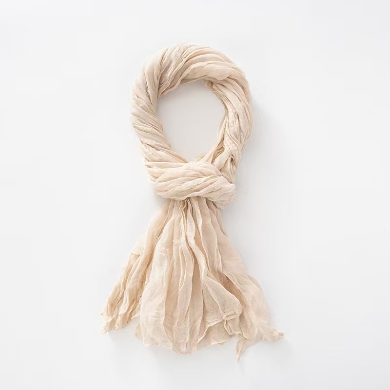 T2177 summer new style solid color gradient cotton monochrome wide chiffon scarf