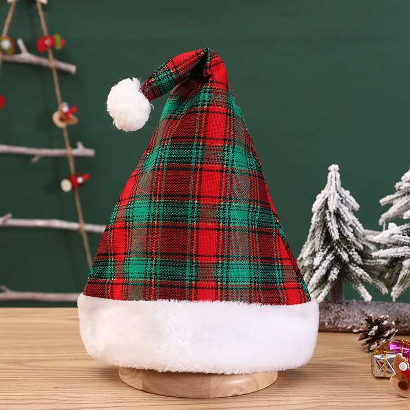 Snowflake Christmas Hat Red And Black Checkerboard Patterned Warm Plush Ball Christmas Hat Christmas Party Decoration GiftW251027