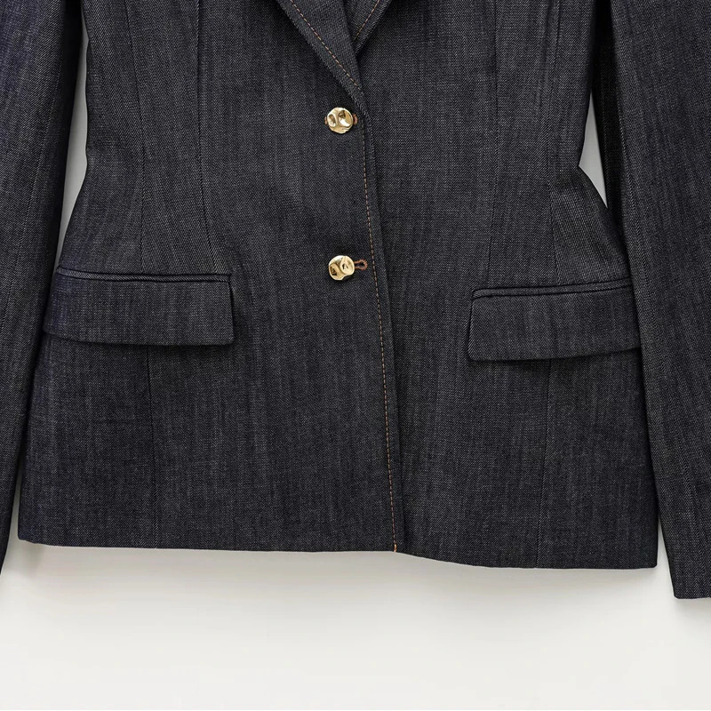 HXAO Womens Elegant Denim Blazers Spring Long Sleeve Jackets Fashion Casual Plus Size Blue Coats In Outerwears 251027