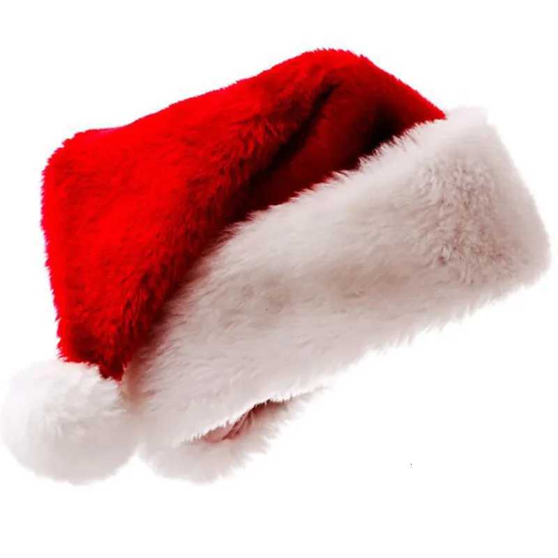 Plush Christmas Hat for Adult Kids Thickened Warm Santa Claus Red Xmas Hats Cap Merry Christmas New Year Party DecorationW251027