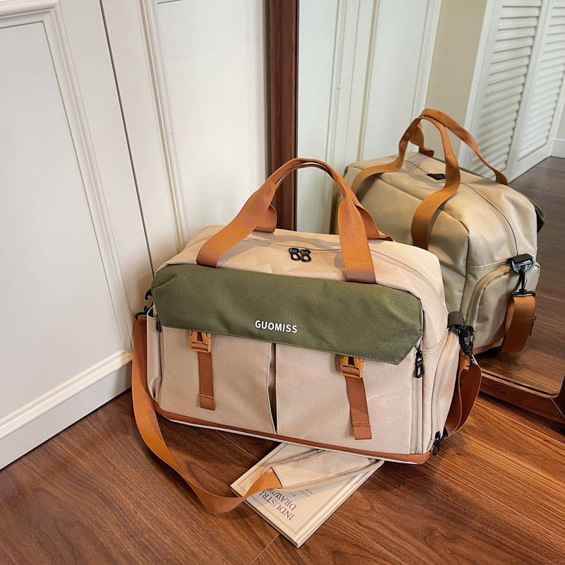 Travel Bag Large Capacity Women Can Pull Bar Box Boarding Bag Luggage Dry And Wet Separation Sports Fitness Bag Cross-Body Bag 2025s hot