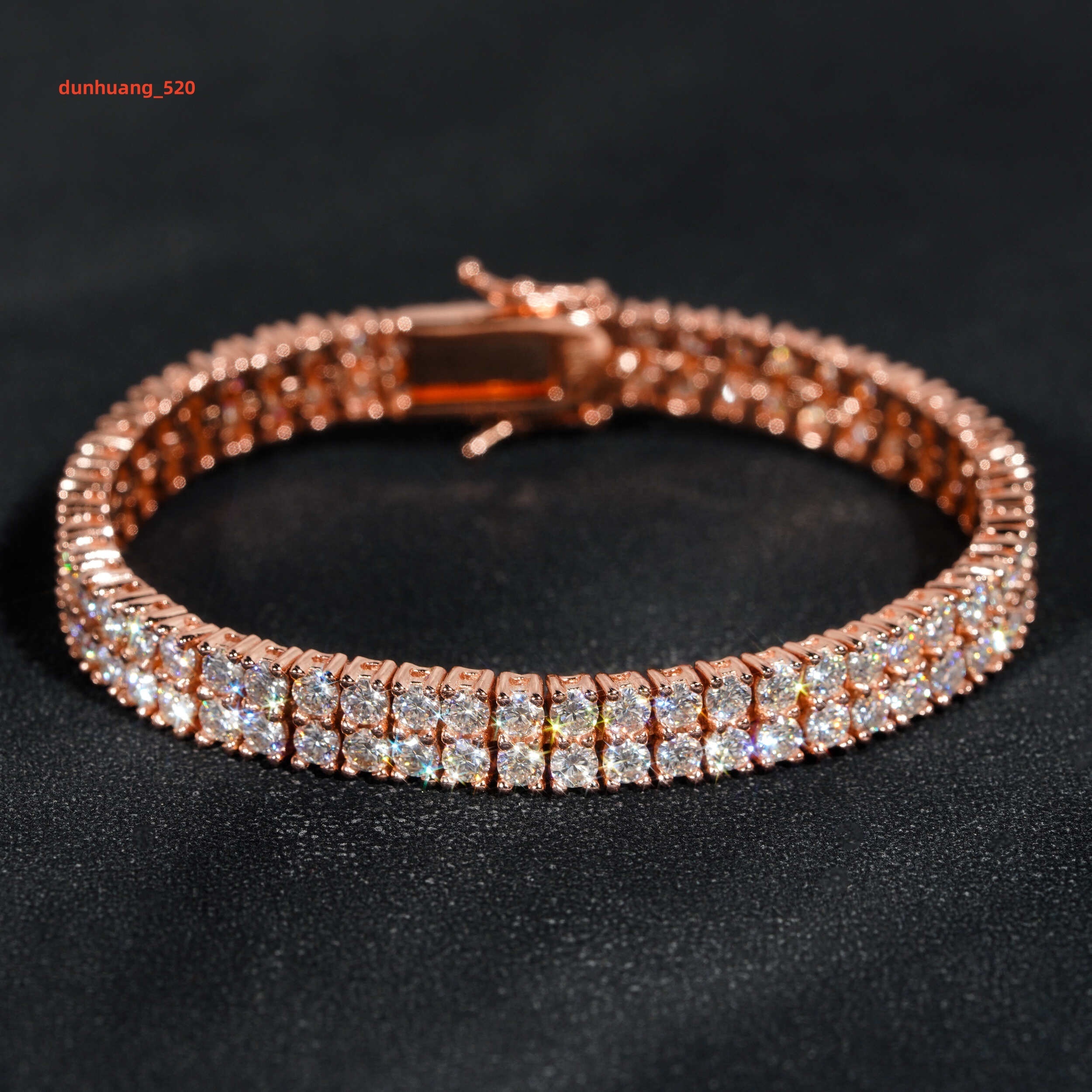 Double Rows Diamond 6mm Width Tennis Chain Silver 925 Vvs Moissanite Hip Hop Jewelry Lab Diamond Tennis Bracelet