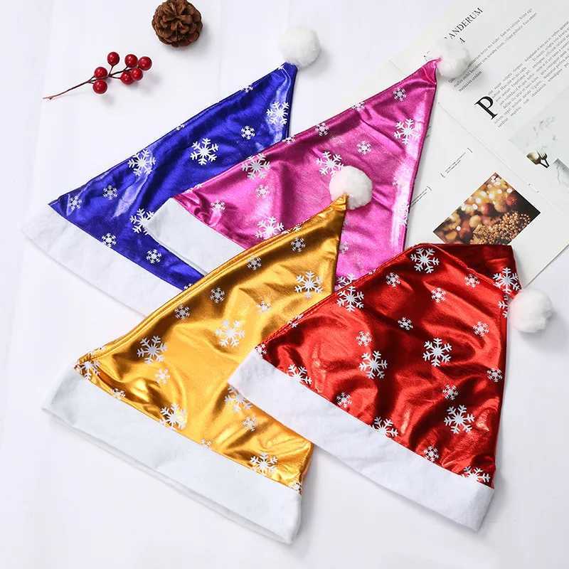 Snowflake Bright Cloth Christmas Hat Christmas Party Decoration Santa Hat New Year Party Kids Gift Navidad Noel Xmas DecorationW251027
