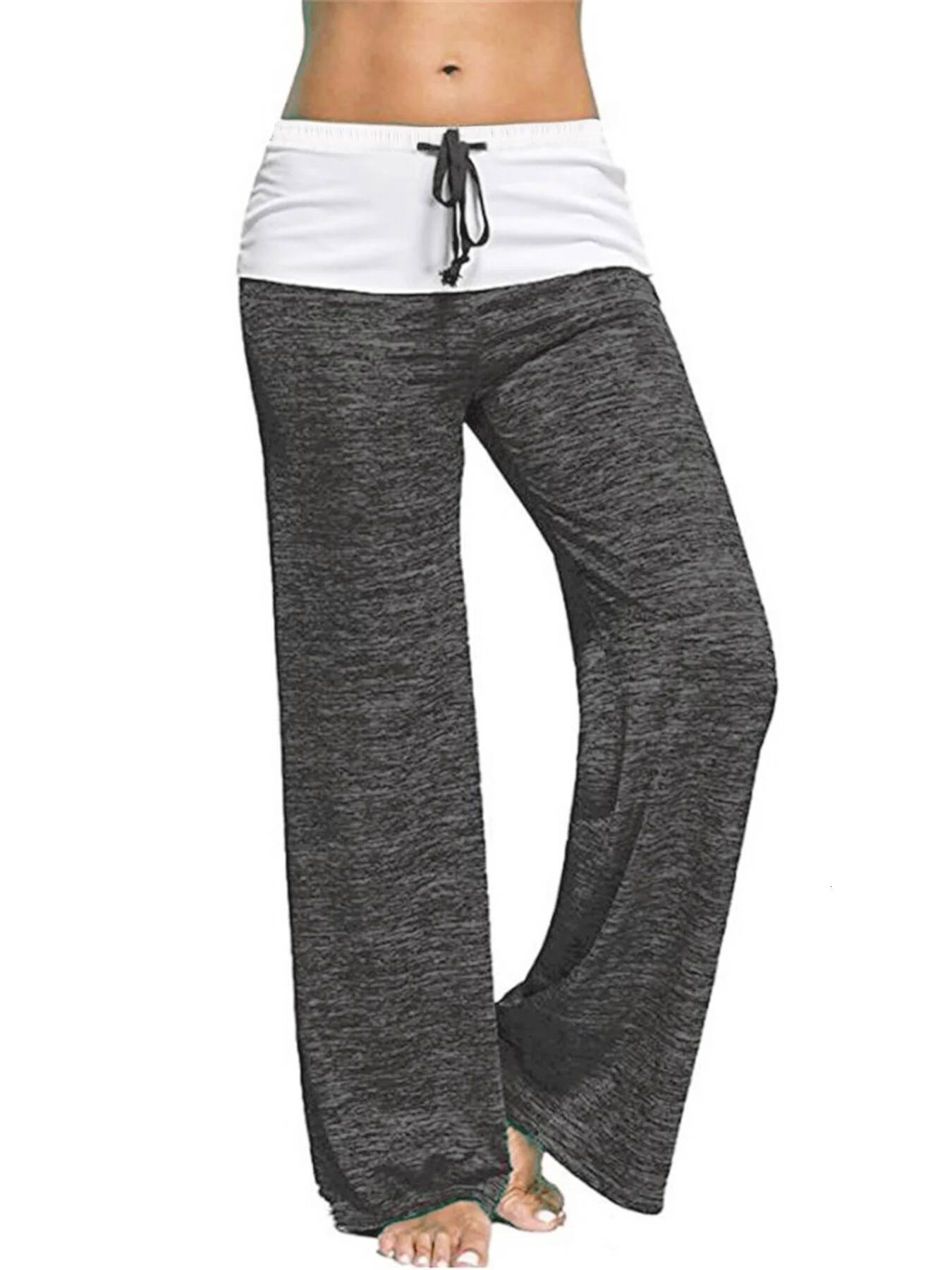 winter jacket women Women's Spliced Yoga Casual Pants, Wide Leg Elastic Pants