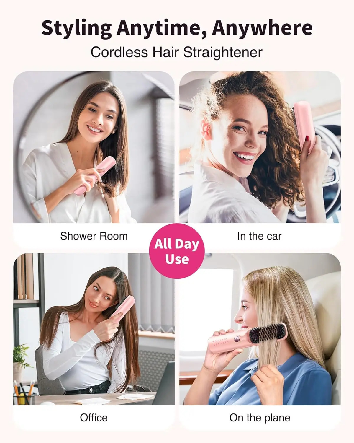 Cordless Hair Straightener Brush 450F Adjustable Temp 30s Fast Heating 10000mAh Travel Wireless Straightening Comb Adult Kids 251027