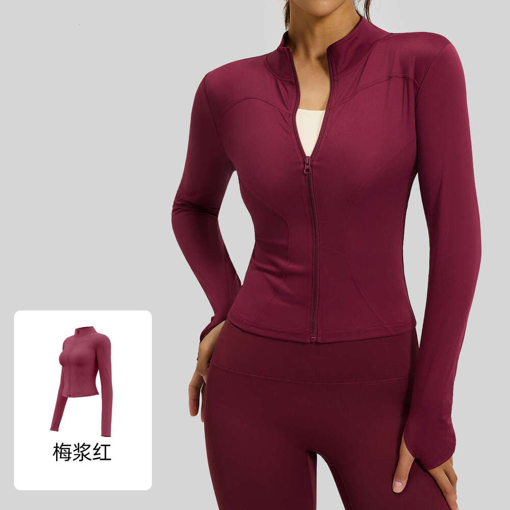 Juyitang Stand Collar Jacket Running Cycling Sports Slimming Stretch Fitness Yoga Top For Women