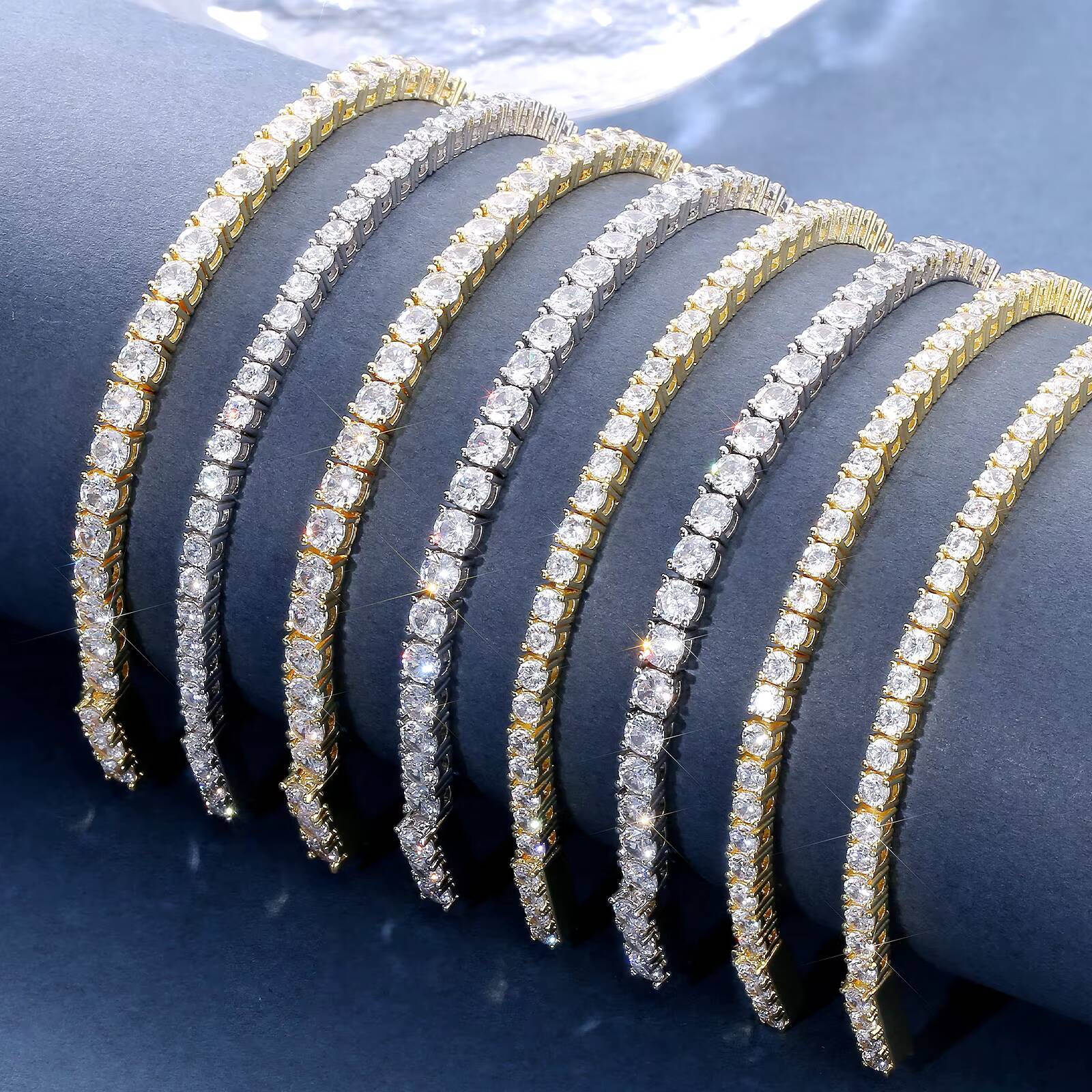 Sparkling Tennis Bracelet Women Men Wedding Gifts 3mm 4mm Cubic Zirconia 14K White GoldYellow Gold Plated Iced Out CZ Bracelet