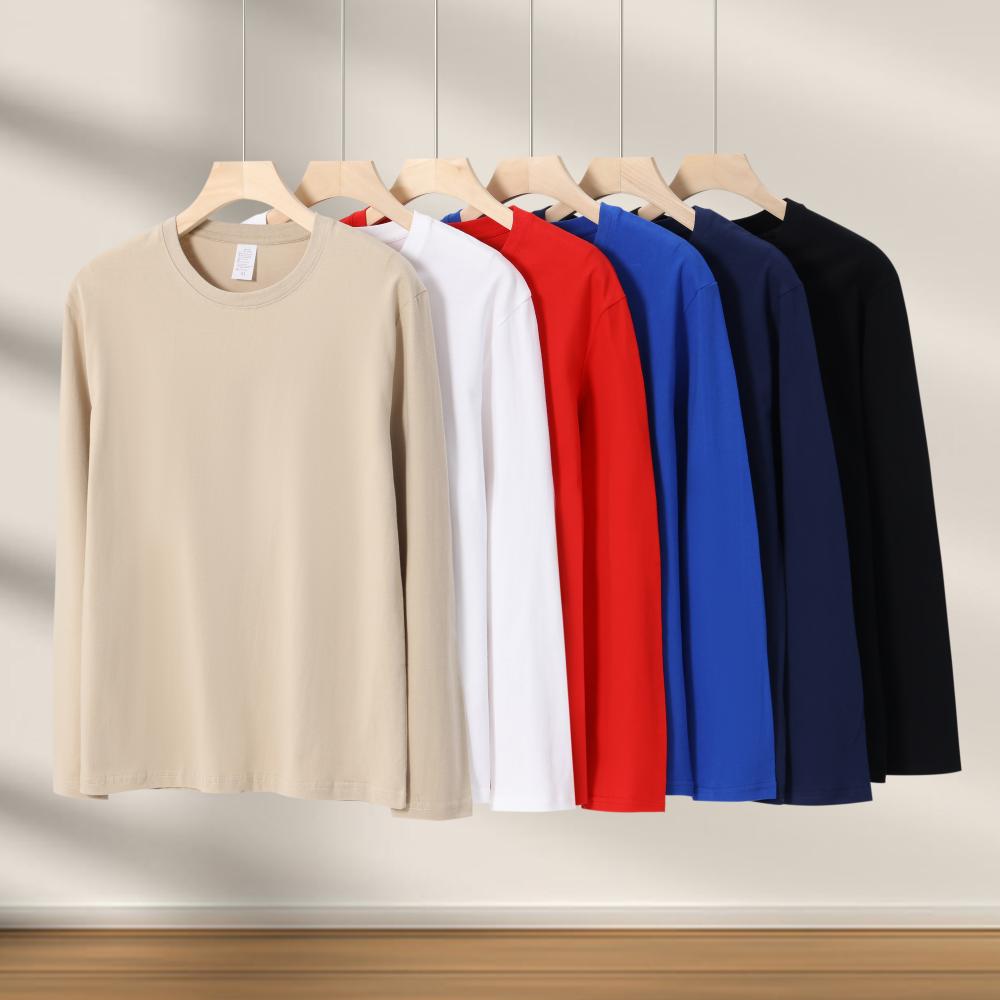 Unisex 100% Cotton Crew Neck Long Sleeve T-Shirt Featured in 6 Colors JX-M707