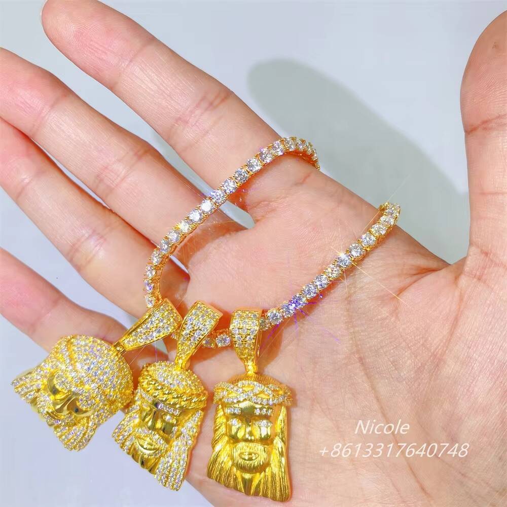 GTC Certificate Vvs Moissanite Yellow Gold 3mm Diamond Tennis Chain 10k Solid Gold Tennis Necklace