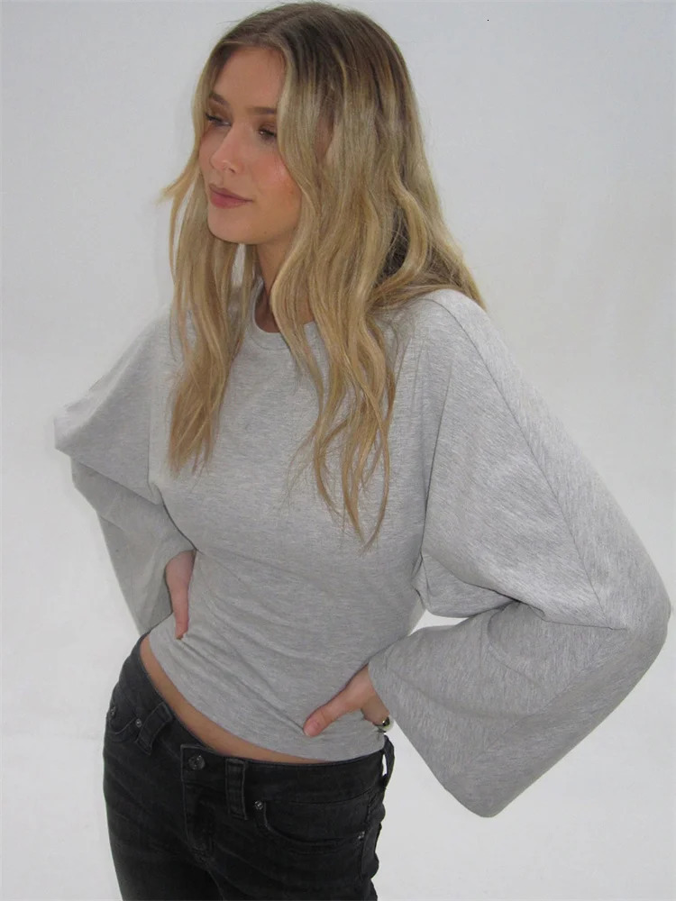 Tossy White Casual Autumn Tshirt Pullover For Women Bandage High Waist Long Sleeve Commute Loose Tee Female Solid Tshirt 2025 251027