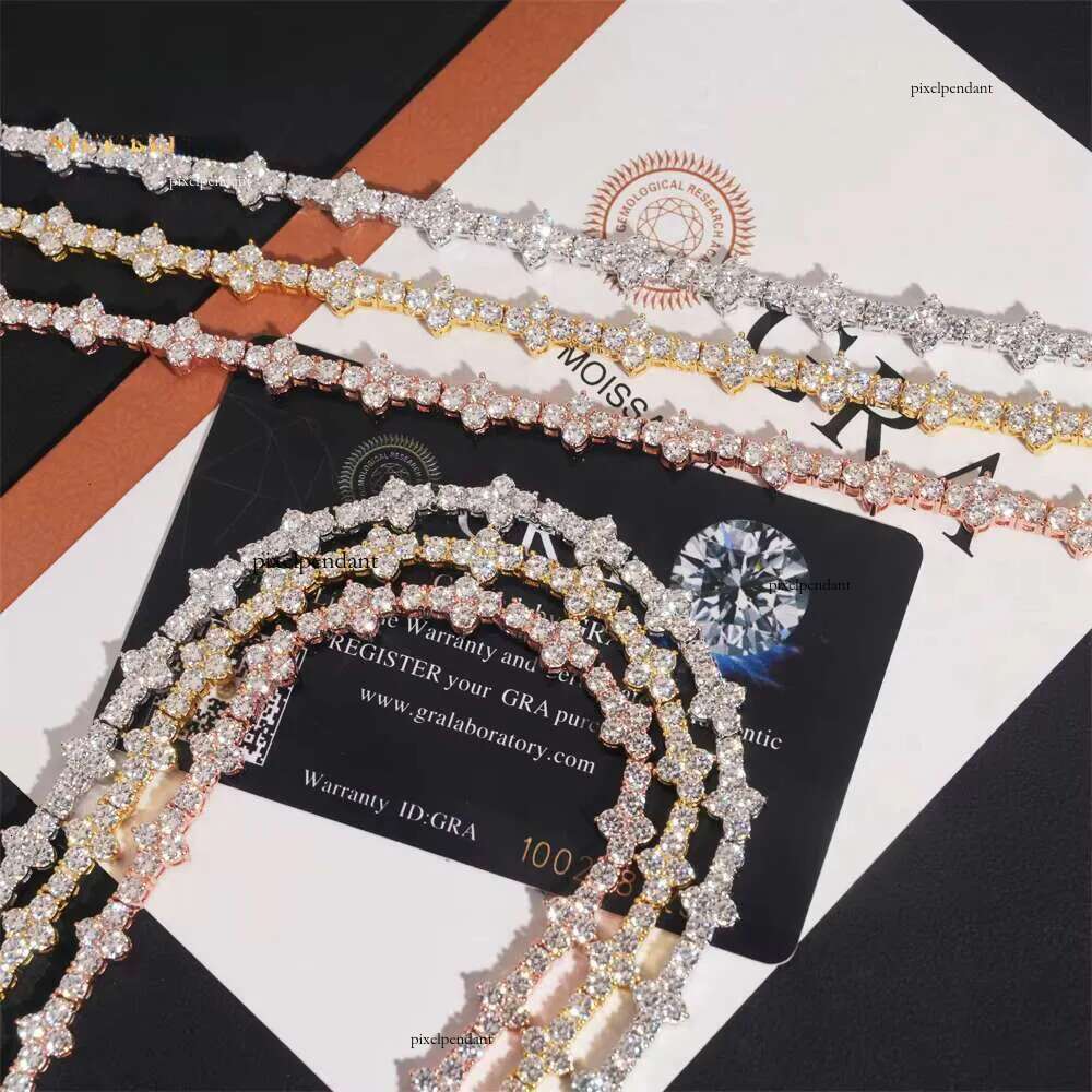 Wholesale Price Sterling Sier 3mm Hip Hop Jewelry Bracelet Necklace Iced Out VVS Moissanite Dia Cross Tennis Chain