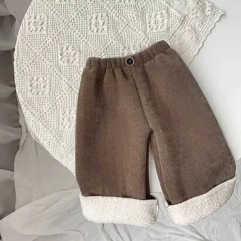2025 Kids FleeceLined Wide Leg Pants Winter Loose Fit Trousers Cozy Straight Cut for Baby Girls Soft Warm ComfortableT251027