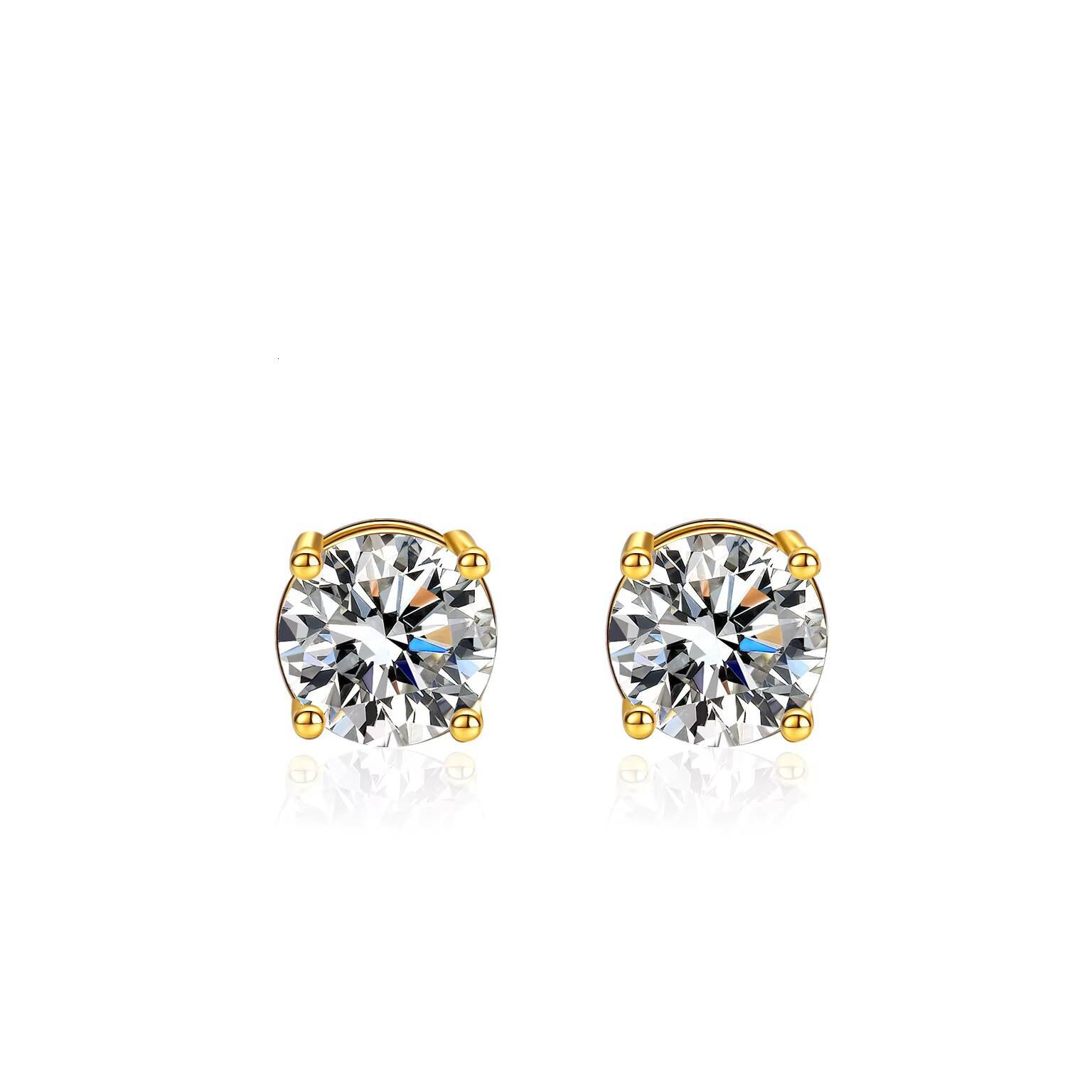 18K Gold Plated 925 Sterling Silver Synthetic VVS Moissanite Diamond Stud Earrings for Men Women