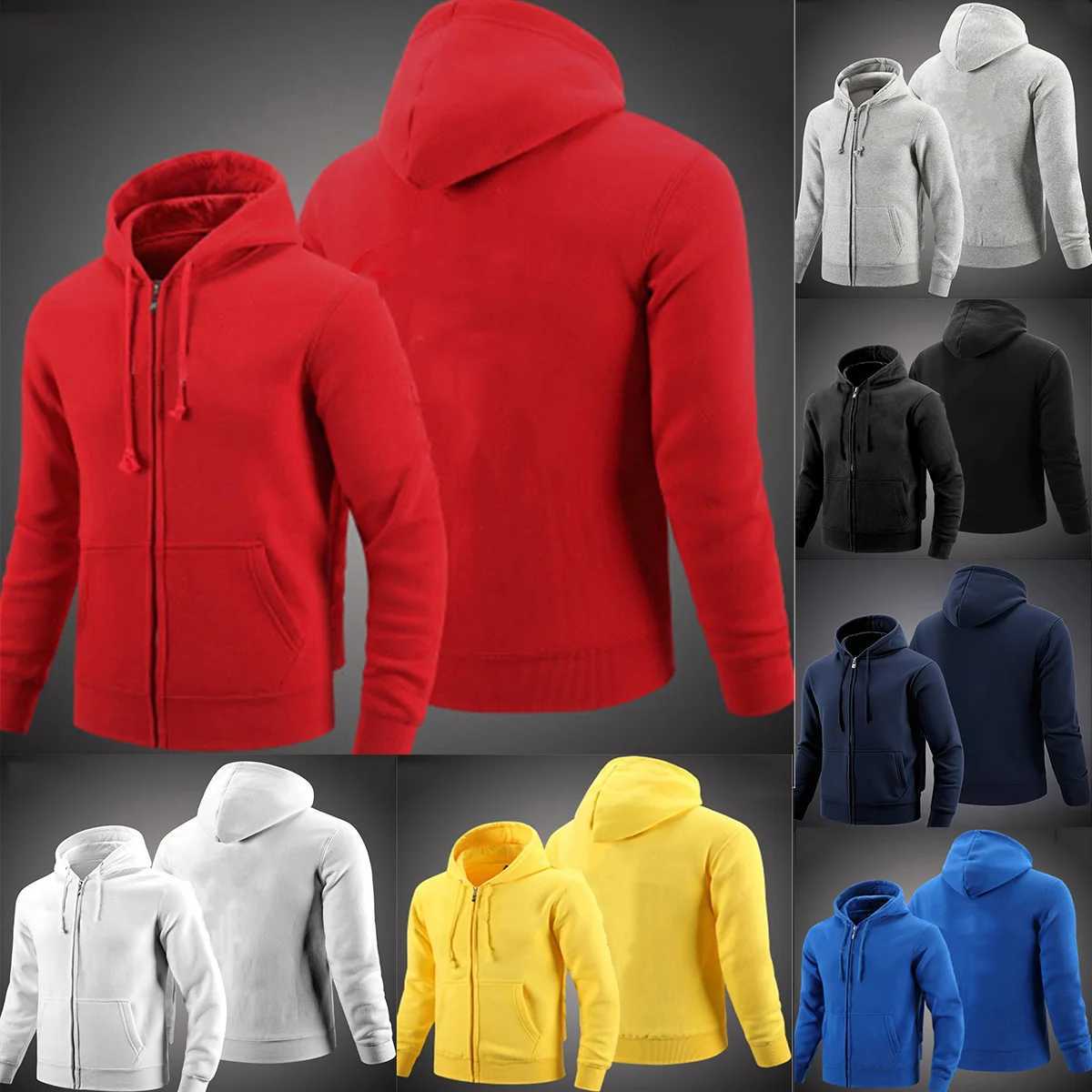 2025 New Hoodies Mens Long Sleeve Zipper Hoodie Autumn Winter Fashion Casual Loose Fit Sweatshirt Sportswear Male Clothing W251027