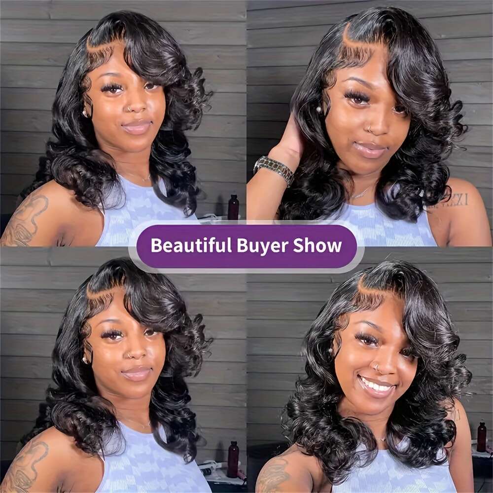 13X4 Lace Front Pre Plucked Glueless Short Bob Wigs Brazilian Body Wave Wear And Go Human Hair Wig