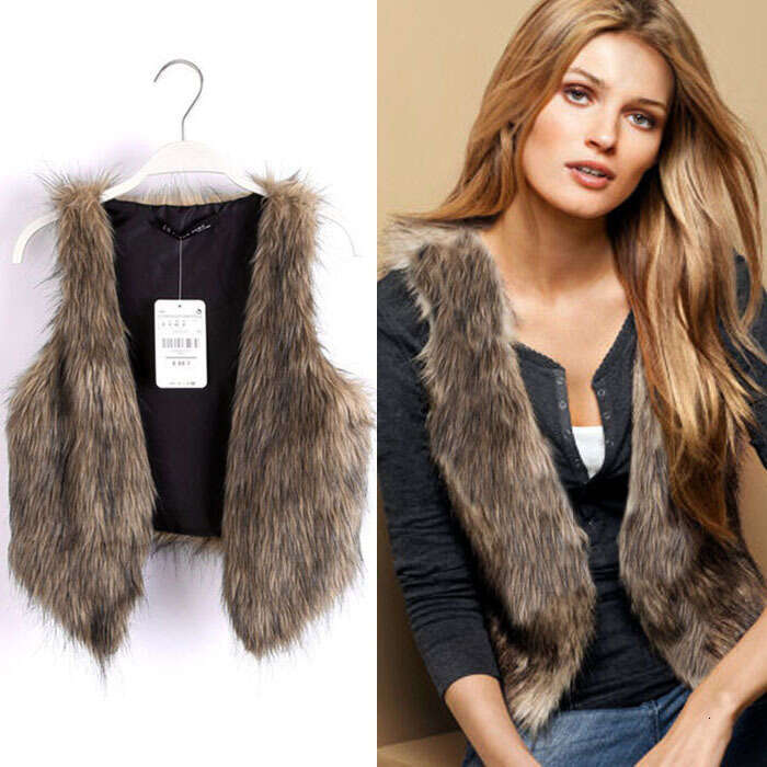 Color Vest Fox Faux Gradient Short Fur Women's Fashion