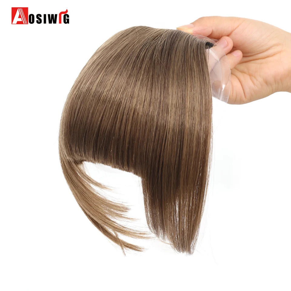 AOSI 6inch Synthetic Fake Blunt Air Bangs Clip In Hair Extensions Fake Fringe False Hairpiece For Women Clip In Bangs Fake Hair 251014
