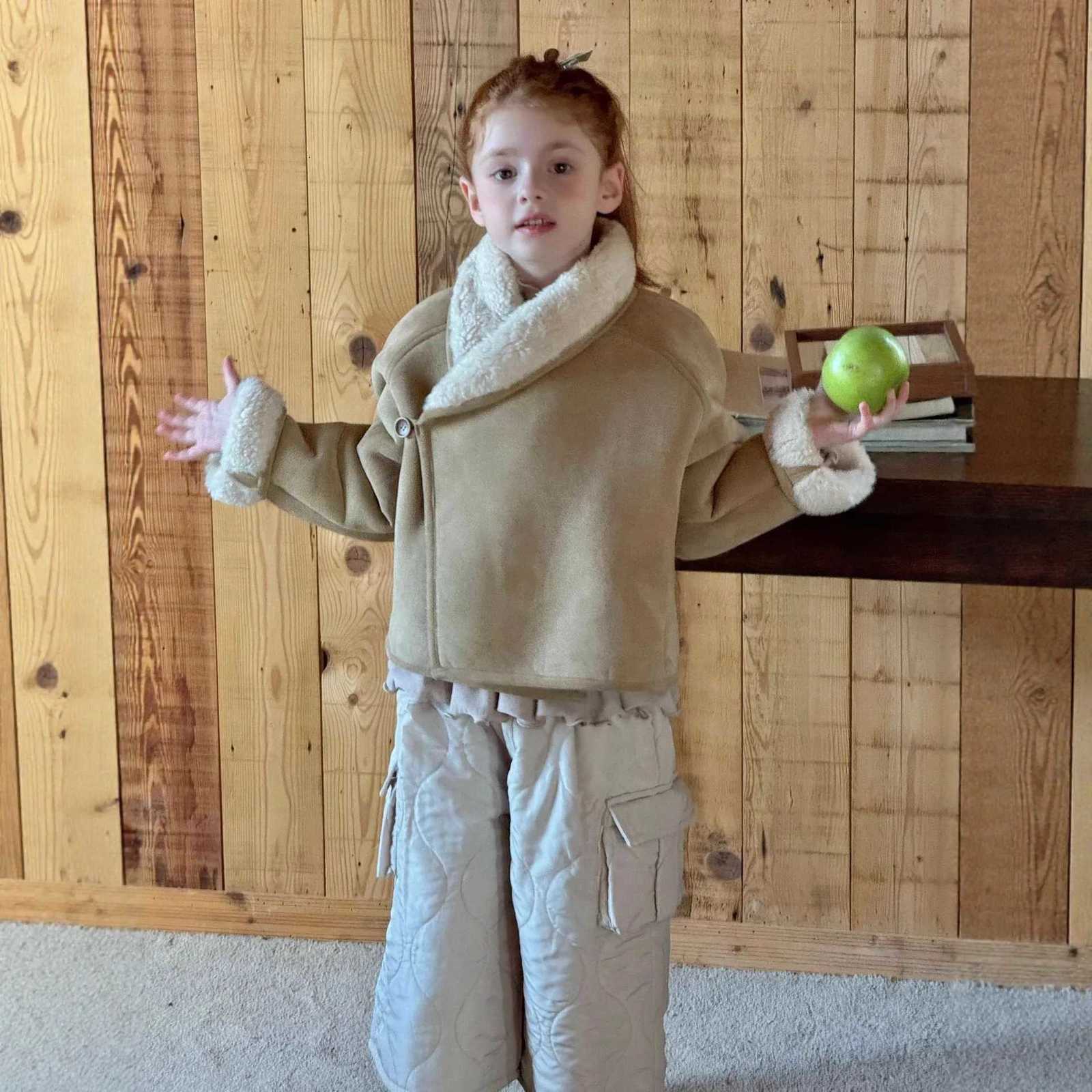 Cotton Casual Pants for Girls 2025 Autumn and Winter New Fashion Girls Warm Big Pocket Straight Leg Cotton PantsT251027