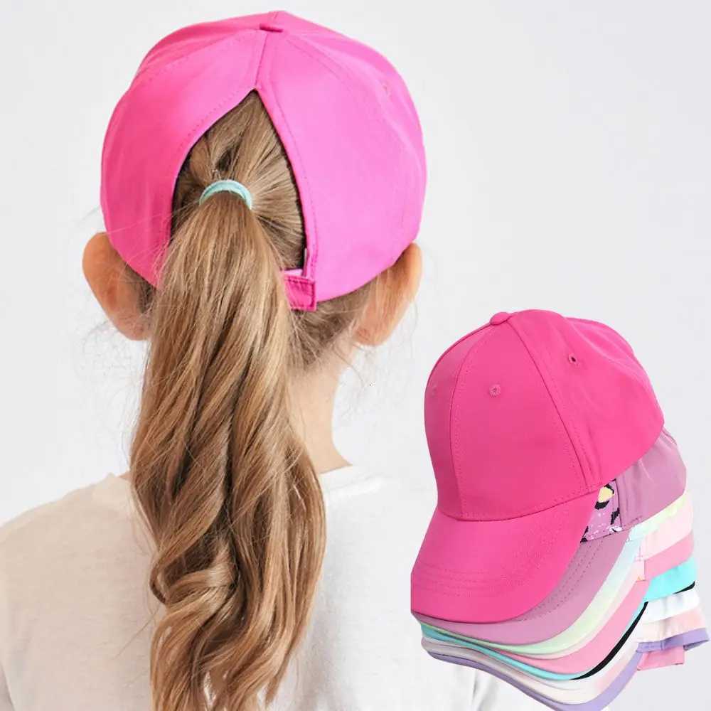 Hot High Ponytail Kids Hat Baseball Cap For Girls Boys Travel Sun Hat Adjustable Children Peaked Caps Hollow Back Ponytail CapsW251027