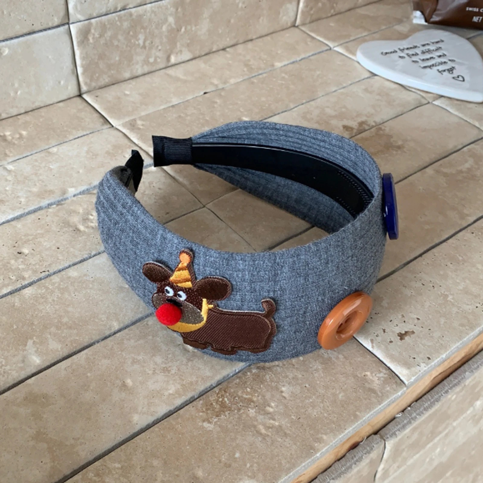 PROLY Fashion Headband For Women Wide Side Dog Button Hairband Personality Lovely Turban Winter Hair Accessories 251023