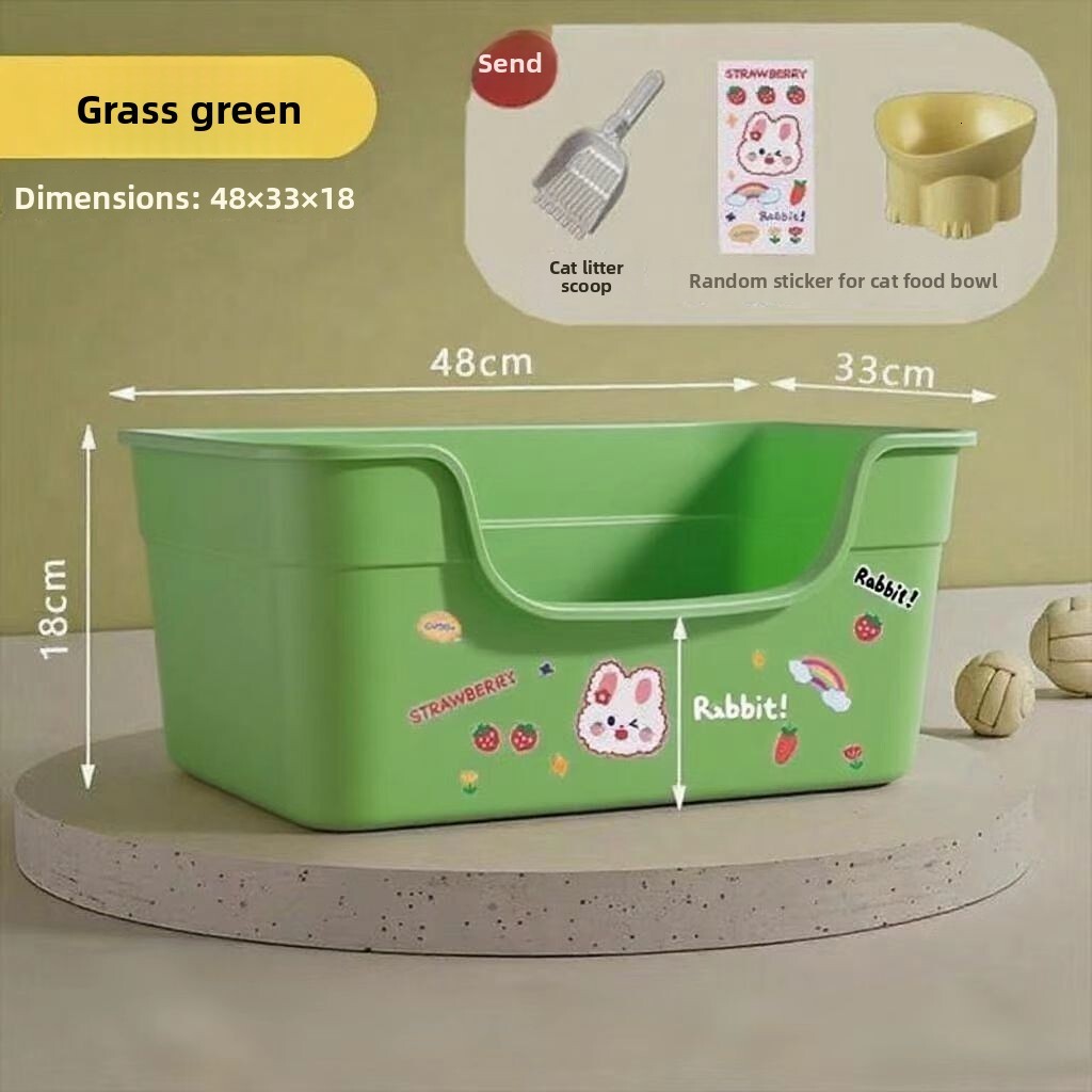 Huge Extra Large Anti-Splash Elevated Semi-Enclosed Open Container Cat Litter Box for Maine Coon Cats Supplies