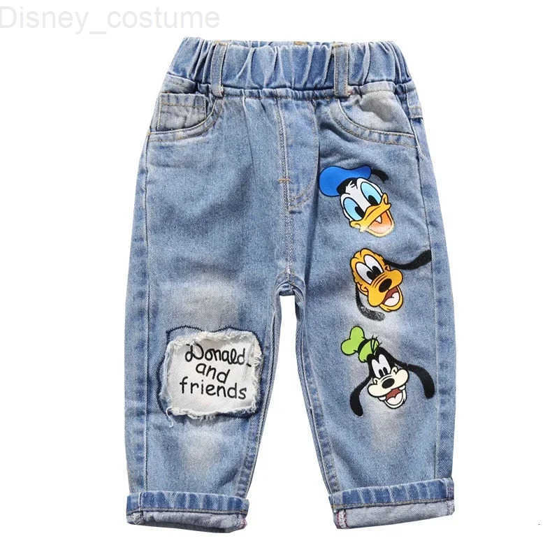 Disney High Quality Kids Mickey Mouse Fashion Ripped Jeans Clothes Spring Autumn Baby Boys Girls Jeans Denim Pants Children Trousers H251027