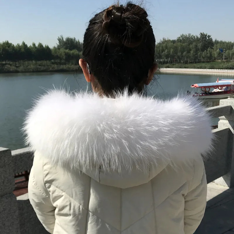 Womens Raccoon Fur Collar Warm Winter Natural Fur Hoodie Decor Genuine Shawl for Coat Jackets Hood Trims 251022
