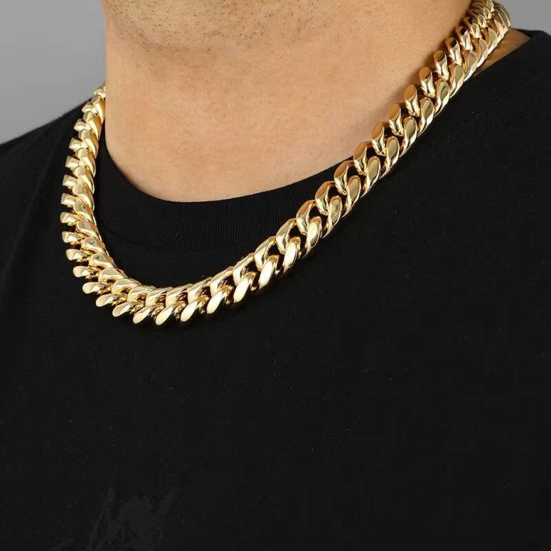 Hip Hop Jewelry Rapper Moissanite Gold Chain Real 14k Solid Gold Miami Cuban Link Chain