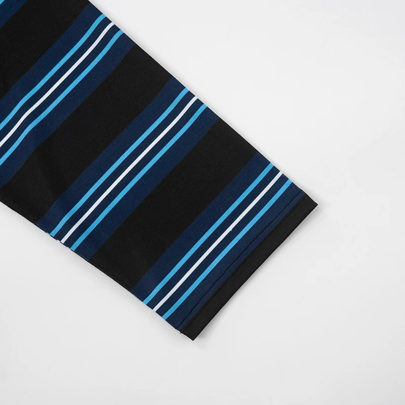 CUTENOVA Autumn Striped Polo Neck WomenS TShirt Top Pullover Short LongSleeved TShirt Top WomenS Fashion Streetwear Top 251027