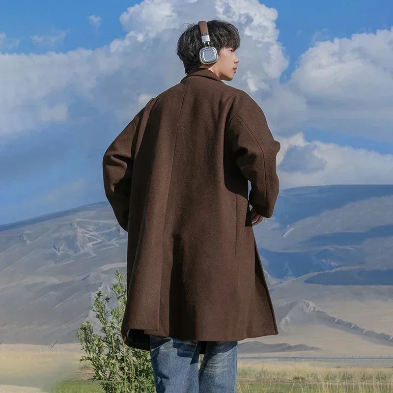 TFETTERS Japan Woolen Overcoat Man Casual Autumn Winter 2025 Thickening Windbreak Coat Male Daily Vintage Clothing 251020