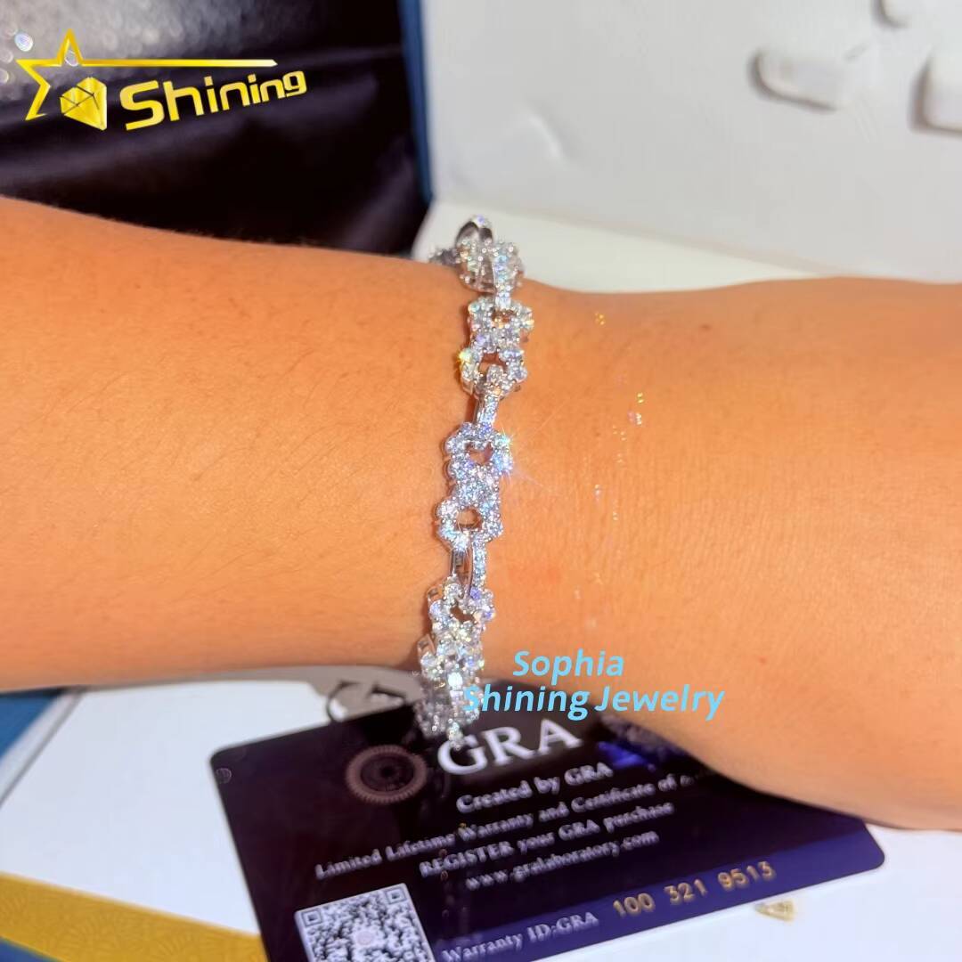Infinity Design Necklace Luxury Fine Jewelry Gold Plated 925 Sterling Silver Pass Diamond Tester Moissanite Cuban Bracelet
