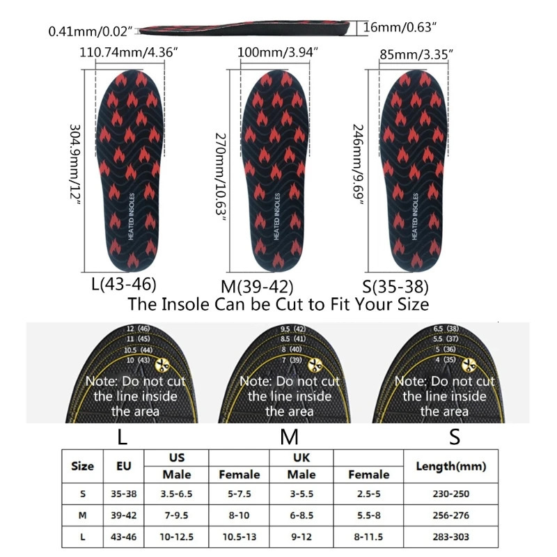 Electric Rechargeable Heated Shoe Insoles Adjustable Temperature Thermal Insoles251020