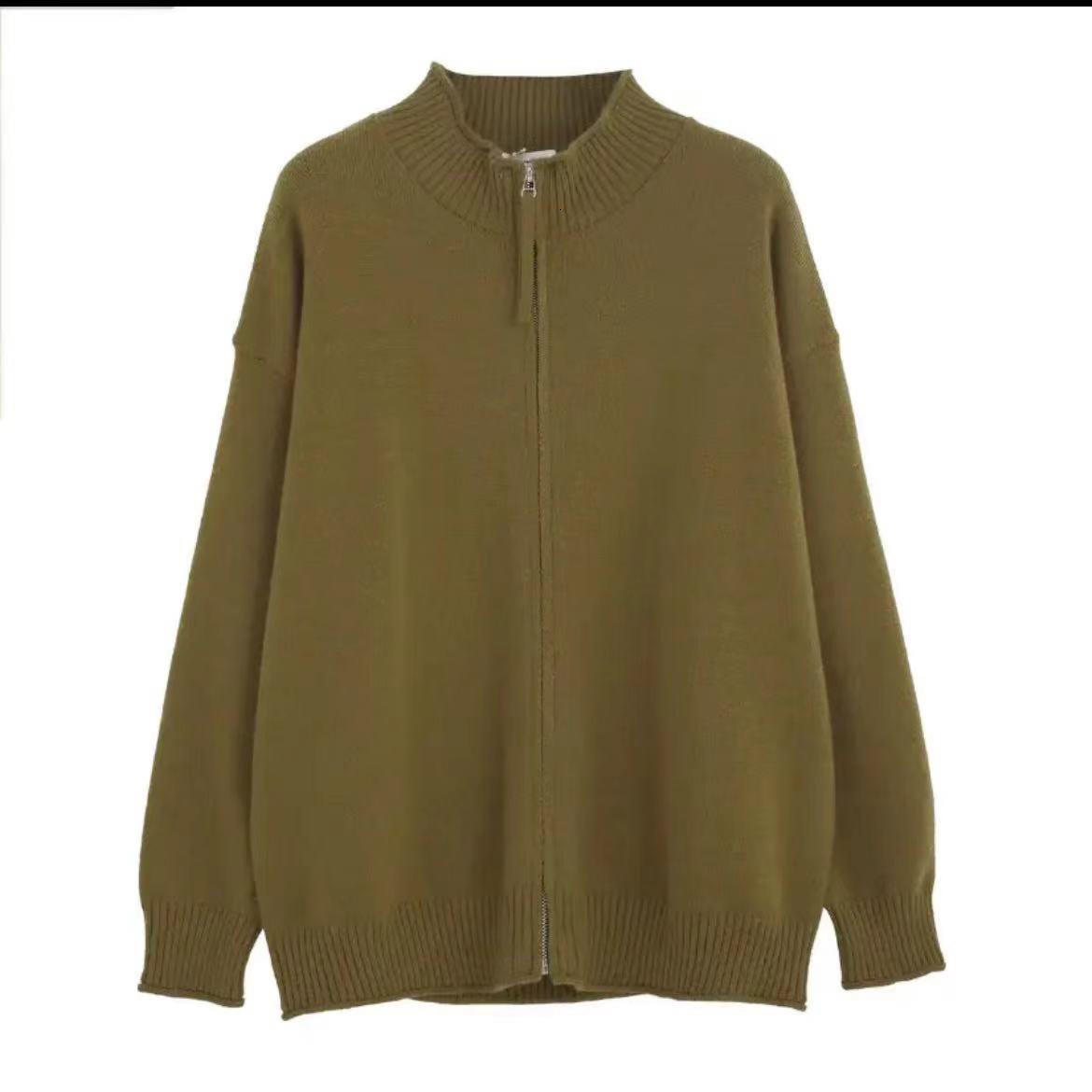 Autumn Winter New Stand Collar Cardigan Men Solid Color Thickened Designer Sweater Warm Long Sleeve Trendy Casual Lazy Style Knitted Men Sweater