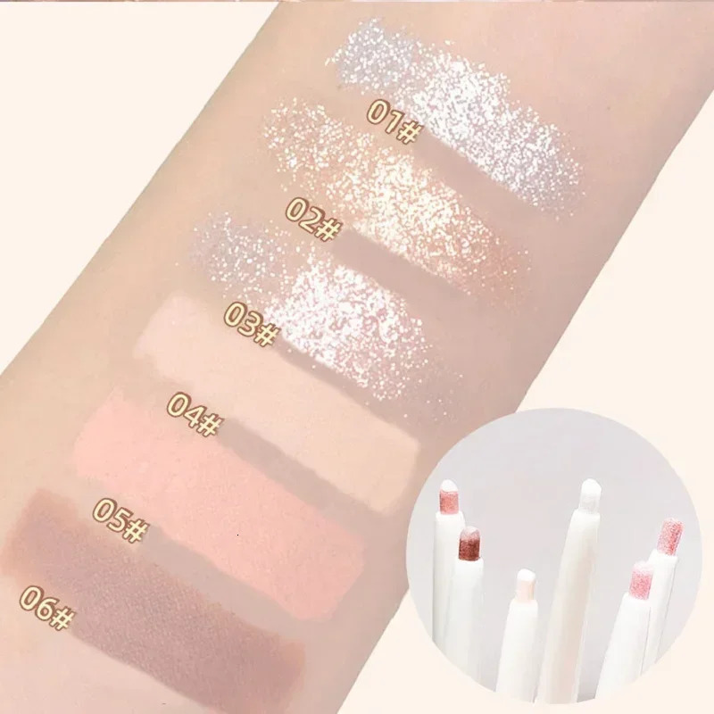 6Color Shiny Eyeliner Highlighter Stick Pearl Matte Lying Silkworm Pen Tea Brown Eye Shadow Waterproof Beauty Makeup Cosmetics 251027