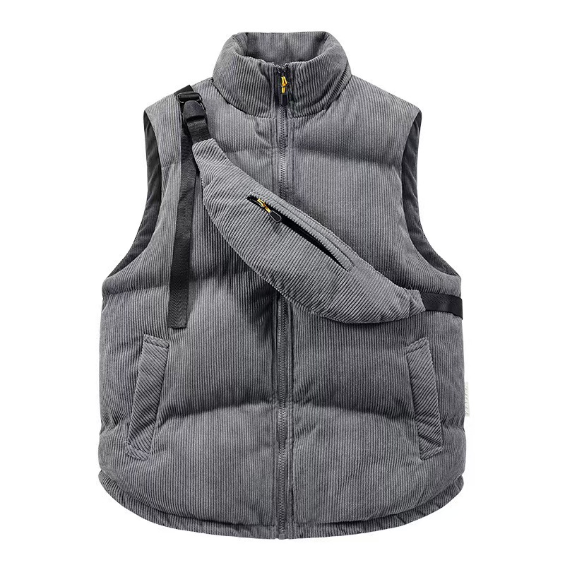 Corduroy explosions in autumn and winter 2025 stand collar new cotton vest with satchel fashion vest jacket vest.