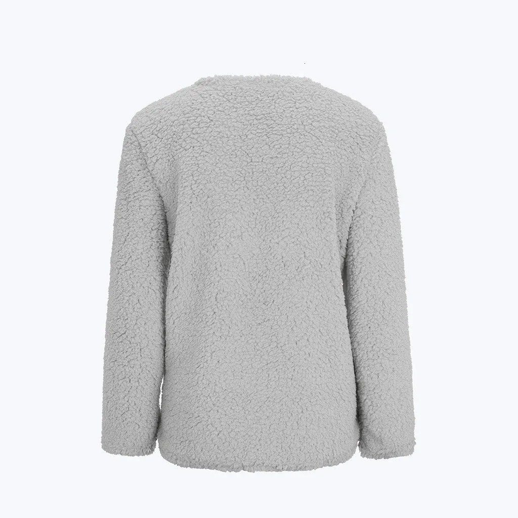 Women Casual Plus Size Plush Sweater Pockets Outerwear Buttons Cardigan Coat Abrigos Mujer Invierno Chamarras Para 251027