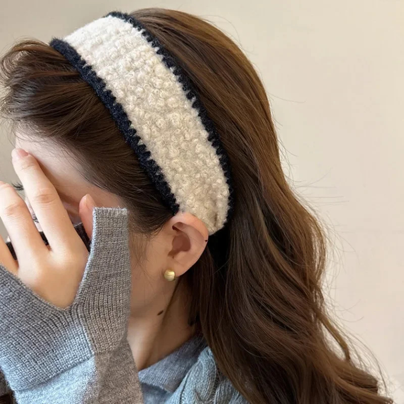 Fashion Wide Curly Plush Hair Hoop Hair Bands for Women Girls French Style Fleece Headbands Hairband Hair Accessories Headwear 251023