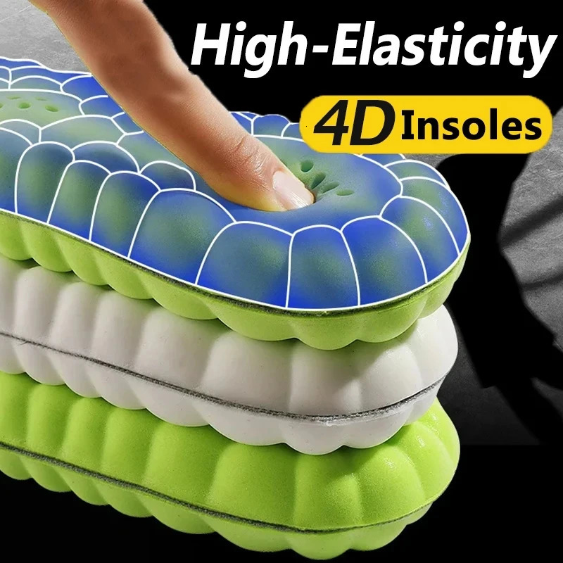 4D Latex Sport Insoles Soft High Elasticity Shoe Pads Ortic Breathable Deodorant Shock Absorption Cushion Arch Support Insole251020