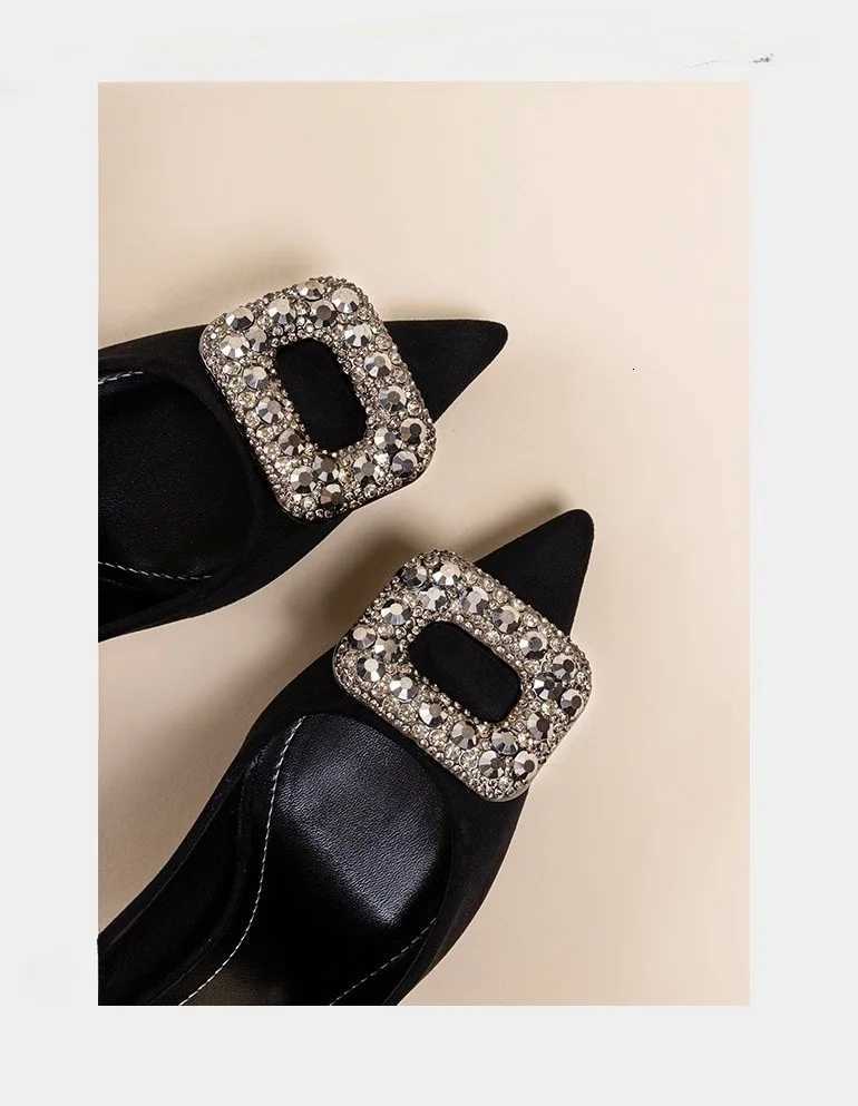 Temperament Professial Black Heels Womens 2025 New Pointed Rhine Feeling Commuter Work Thick Heel ShoesXJ251027