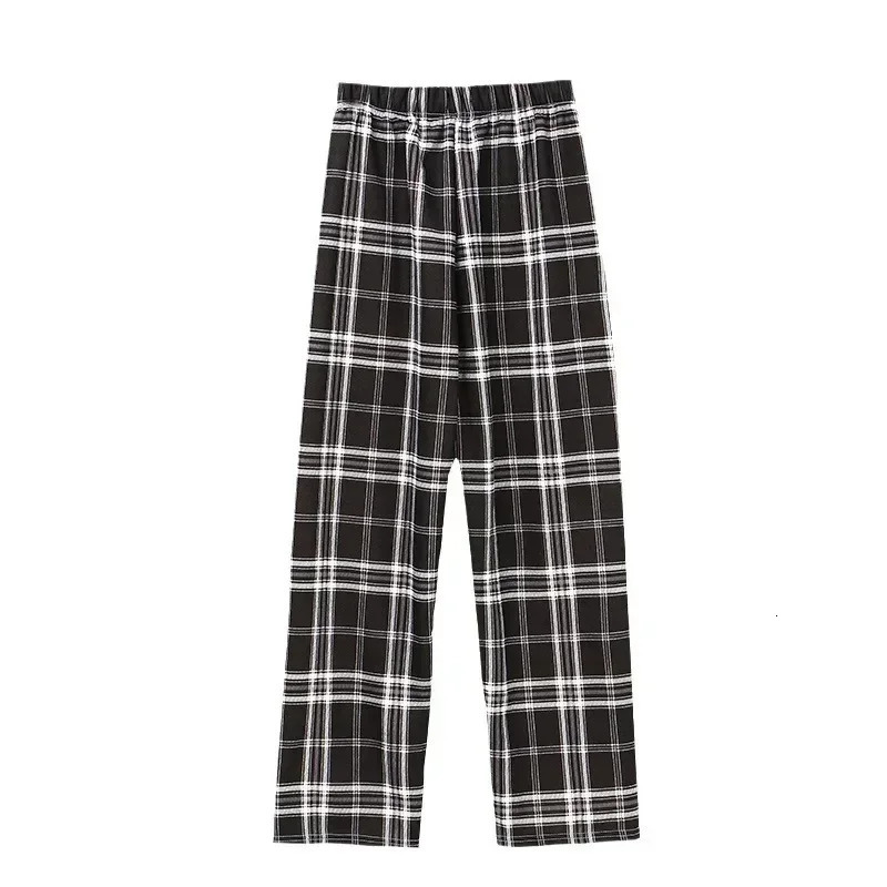 Fashion Warm Plush Pants Cashmere Thick Plaid Ladies Winter Casual Loose Widelegged Korean Streetwear Students 251027