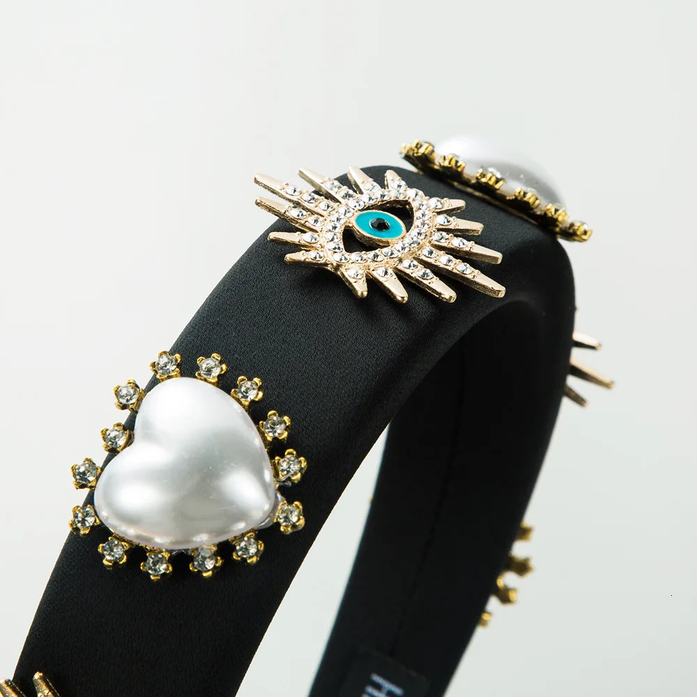 Baroque Love Pearl Hairband Personality Devils Eye Diamond High Quality Sponge Headband Hair Accessories 251023