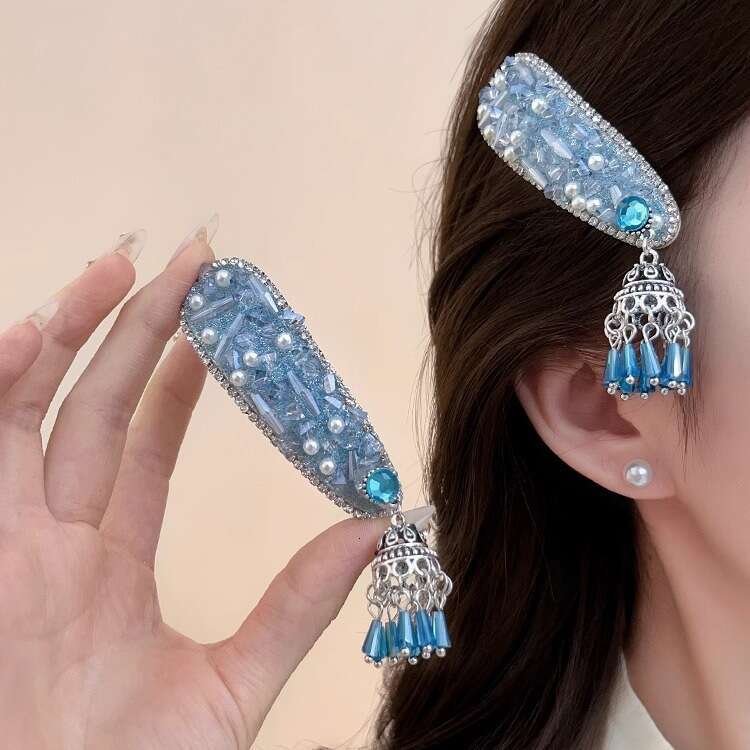 2025 New Flower Tassel Fashionable Crystal Side Bangs Pearl BB Clip Hairpin Hair Accessory