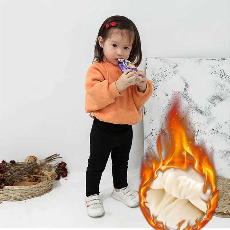 Childrens Autumn Winter Trendy Kids Boys Girls Leggings Plush Thick Pants Keep Warm Trousers Wear Versatile Threaded PantsT251027