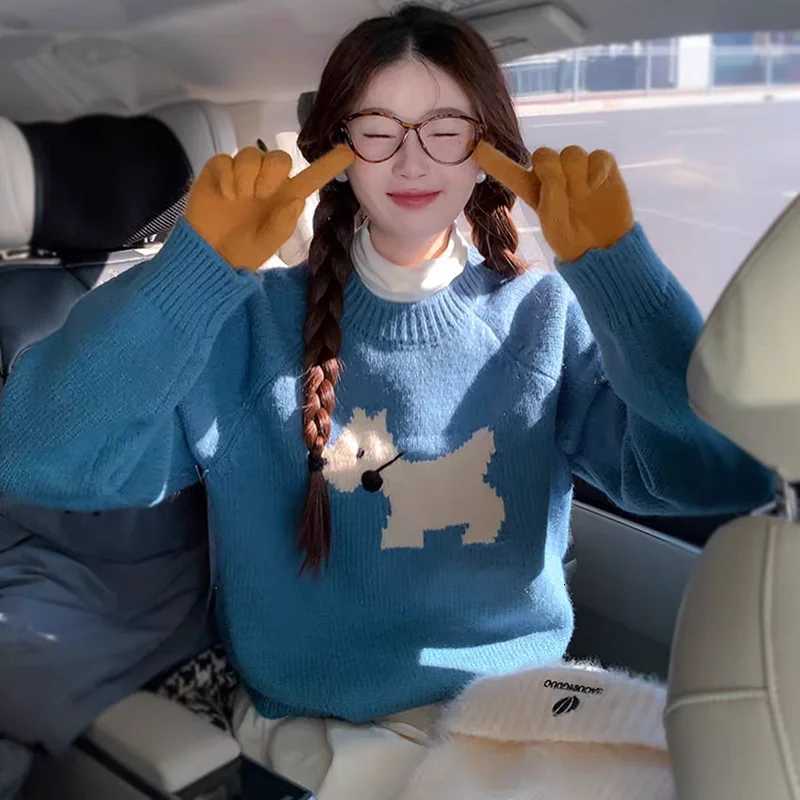 New Autumn and Winter Round Neck Longsleeved Puppy Sweater Womens Fashion Casual Pullover Knitted Sweater TopT251027