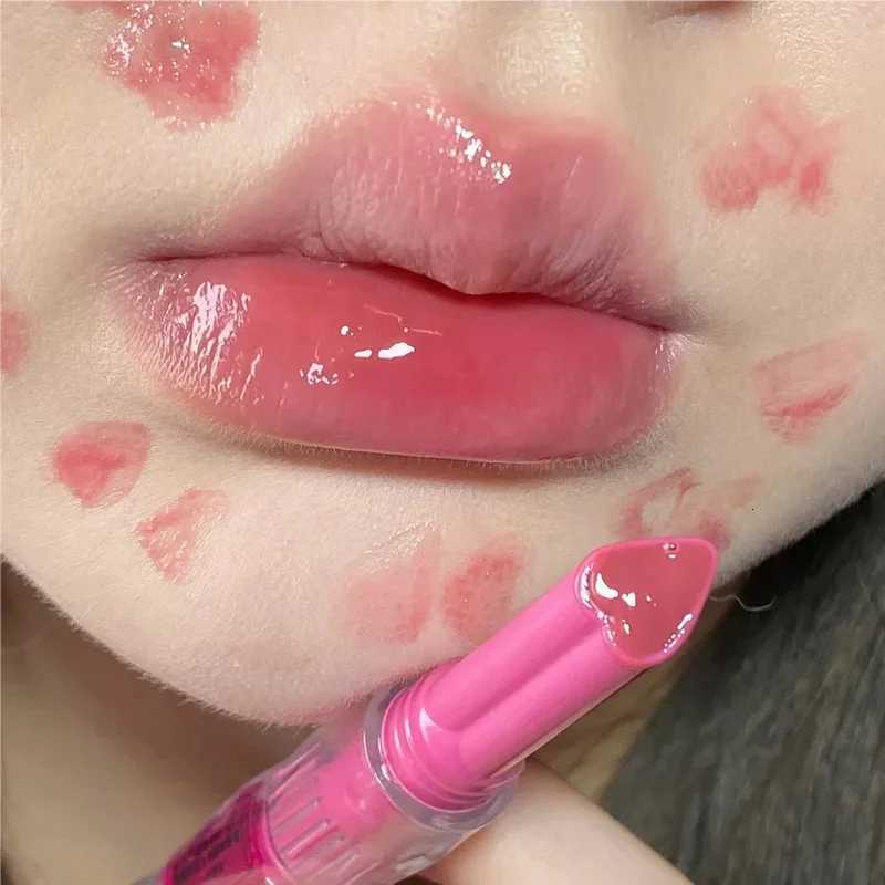 Heartshaped Jelly Lipstick Mirror Waterproof Nonstick Cup Solid Lip Gloss Clear Makeup Long Lasting Moisturizing Lipstick Pen W251027